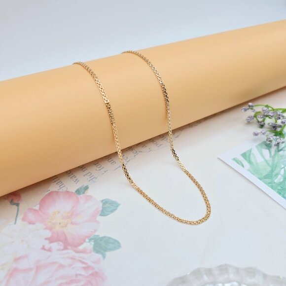 "Rose Gold Box Chain Necklace in High Shine Finish - 45cm (17.7 Inch), XPNL0059 - Picture 3 of 12